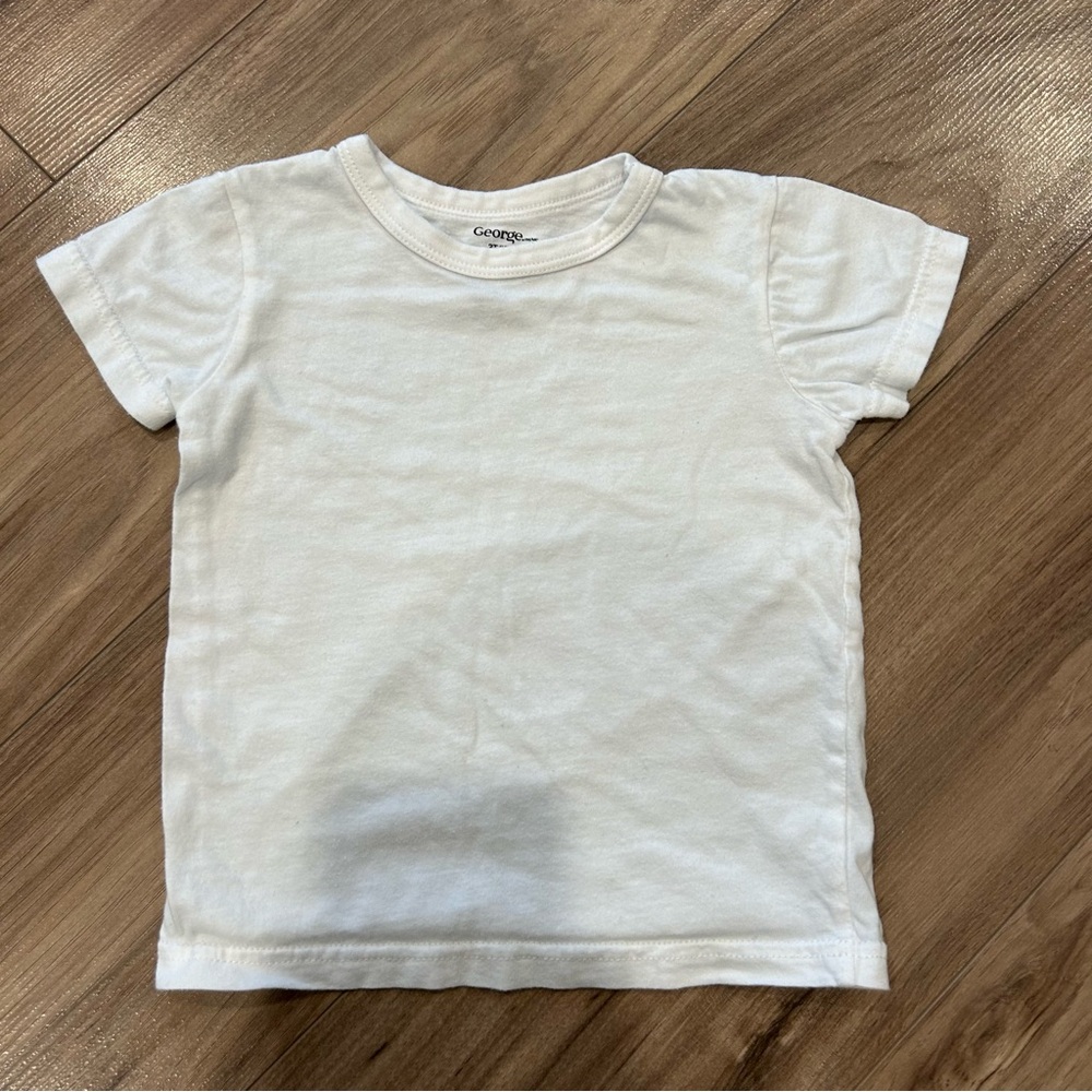 ☀️ 3/$15 George Toddler Cotton Short Sleeve Tee Shirt White